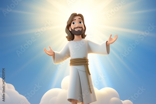 3D Cartoon Jesus Illustration in a blessing pose