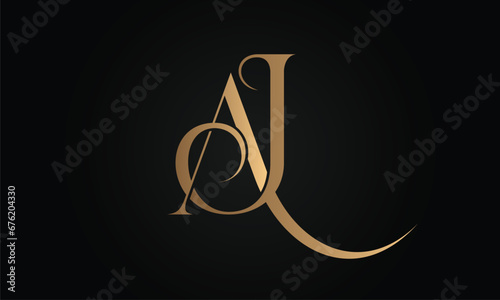 Luxury Initial AJ or JA Monogram Text Letter Logo Design