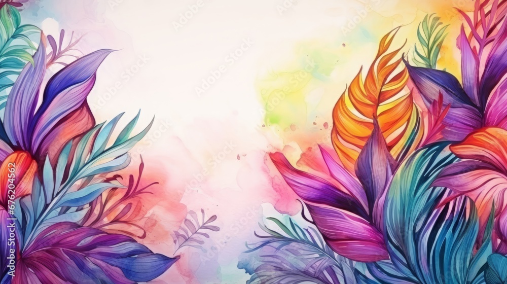 abstract tropic background in watercolor style, copy space, 16:9 abstract tropic background in watercolor style, copy space, 16:9