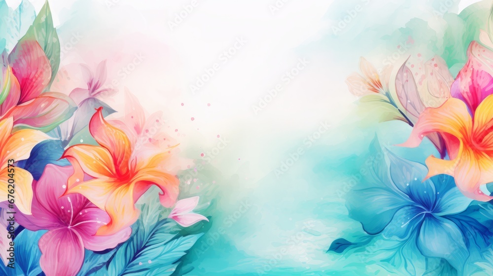 abstract tropic background in watercolor style, copy space, 16:9