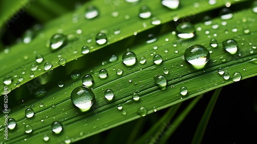 Green grass with dew and raindrops, texture, close-up. Abstract natural pattern. Graphic resources, macro photography, concept art, tranquility, pure nature concepts : Generative AI