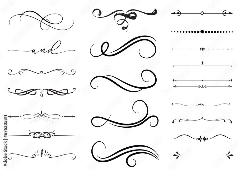 Calligraphic Design Element, Text decoration border or frame calligraphy - obrazy, fototapety, plakaty 