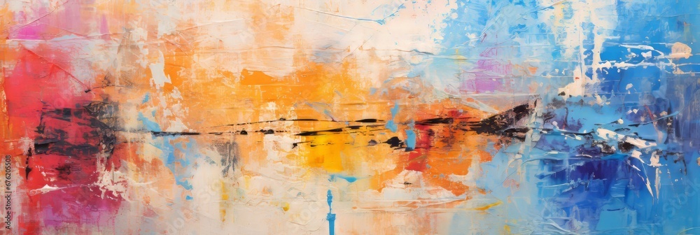 Vibrant and expressive abstract background in pastel tones created with broad strokes of oil paint