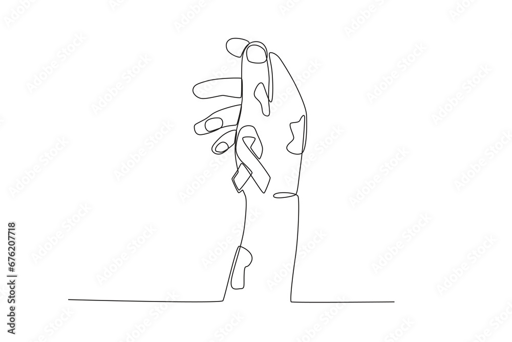 Illustration of a leper's hand. World Leprosy Day one-line drawing Illustration of a leper's hand. World Leprosy Day one-line drawing