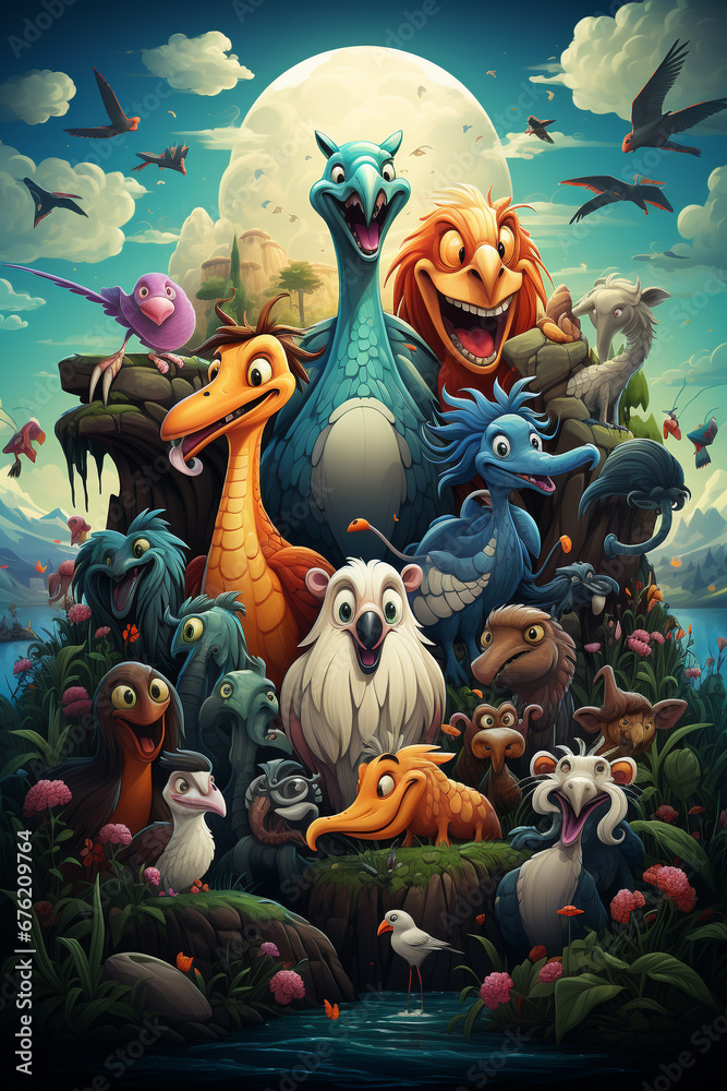 Animal cartoon poster