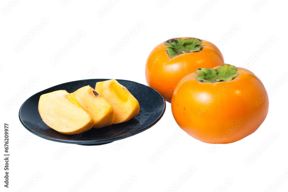 透明背景の切り分けられた柿の写真 鳥取県 輝太郎柿