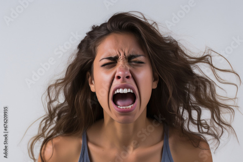 Furious angry woman screaming