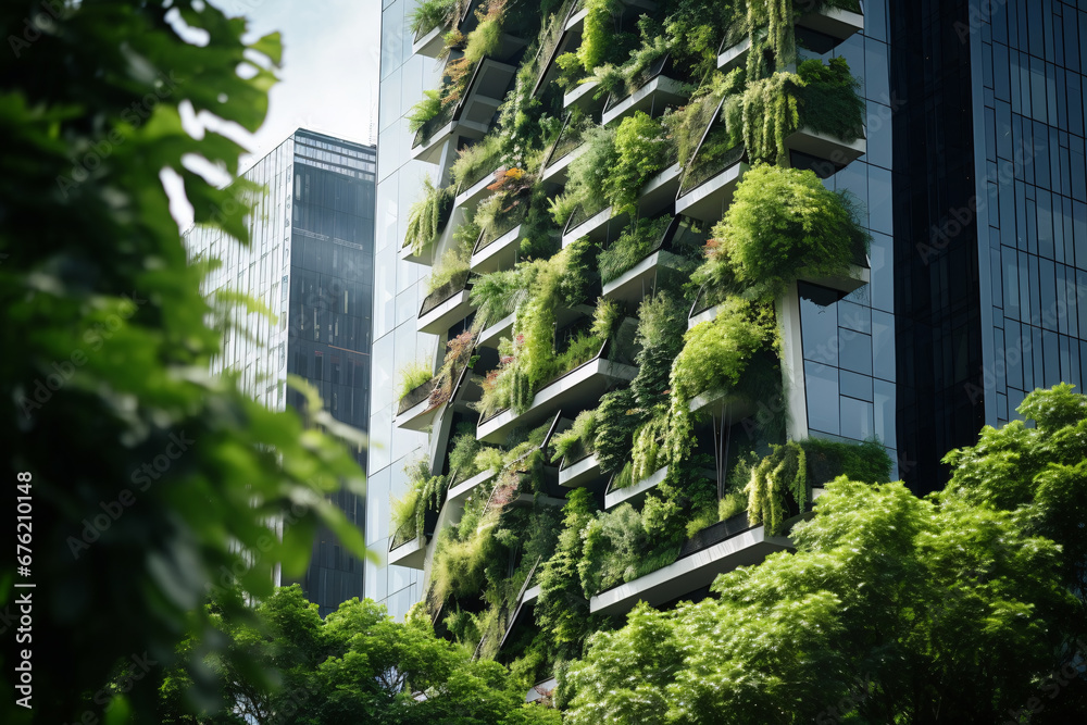 Sustainable green building in modern city. Green architecture. Eco ... - Green Building Townhouse Designs