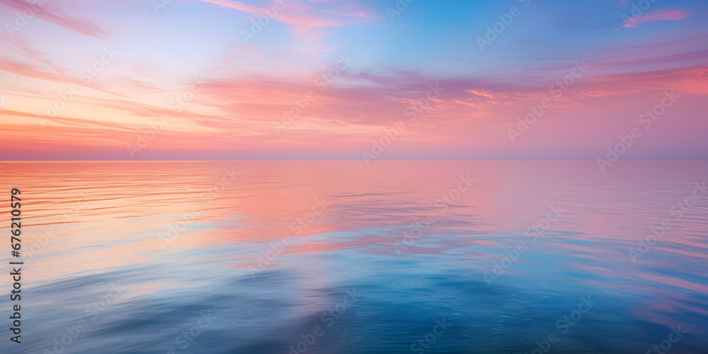 A beautiful sunset reflecting on a calm and serene body of water Nature's Canvas A Beautiful Sunset Mirrored in Calm Waters