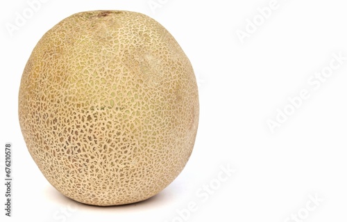 Cantaloupe or Muskmelon Isolated on White Background with Copy Space
