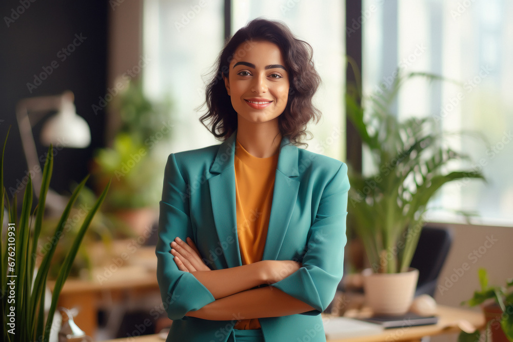young business woman standing confidently