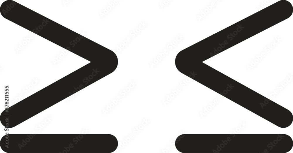 Greater than or equal to and less than or equal to symbol vector ...