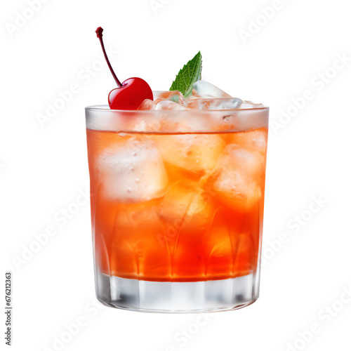 Glass of Junebug cocktail on transparent background - Generative AI photo