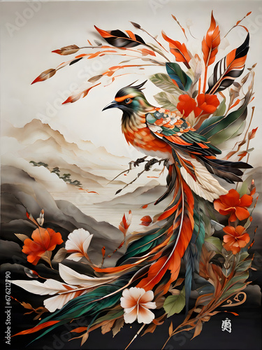 floral background with birds