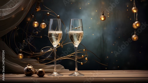 glasses of champagne for new yea celebration