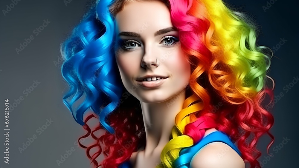 portrait of a woman with colorful makeup