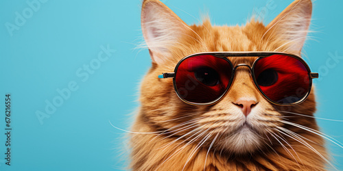 Sunglasses-Clad Ginger Cat: Humorous Closeup