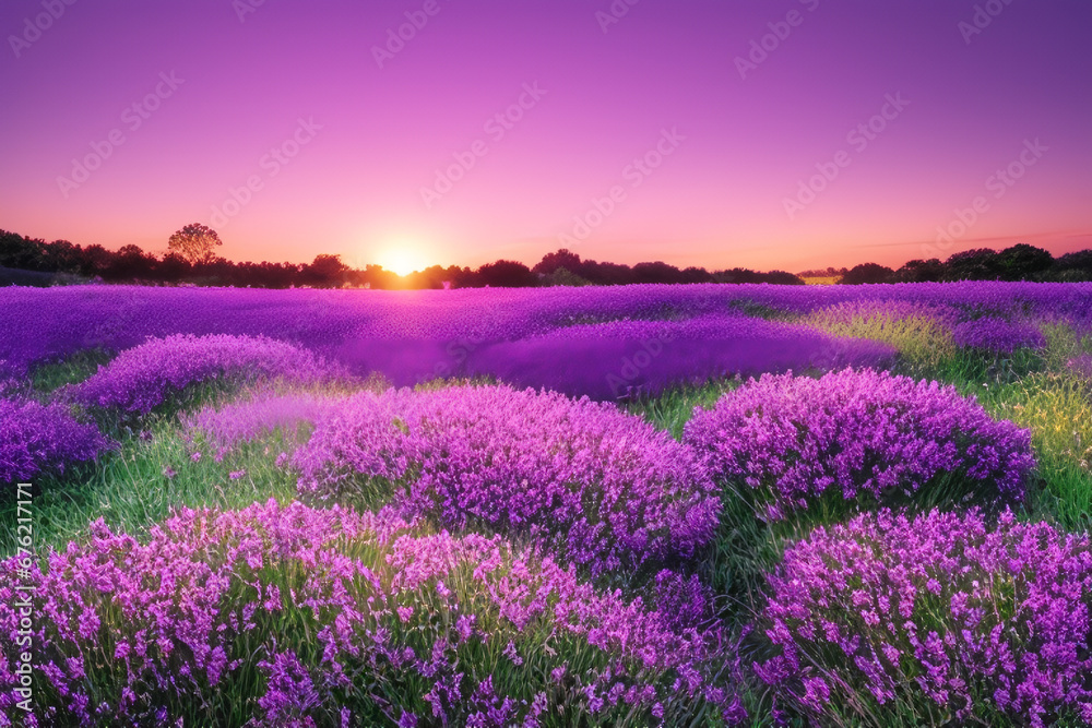 lavender field at sunset