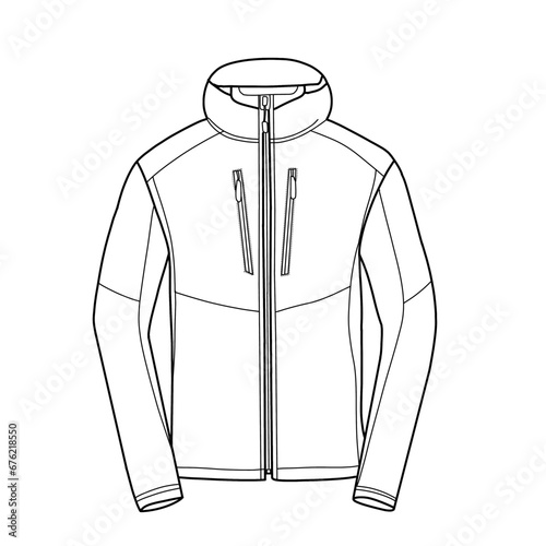 Long-sleeved men's fleece jacket. Design flat sketch vector Illustration.
