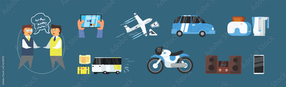 Technology Life with Device and Symbol Vector Set Technology Life with Device and Symbol Vector Set