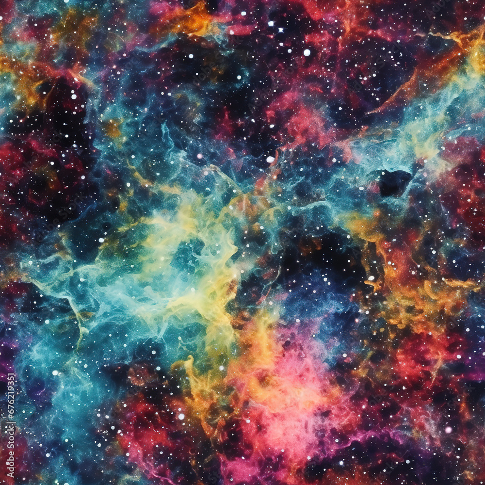 Watercolor galaxy space cosmic repeat pattern
