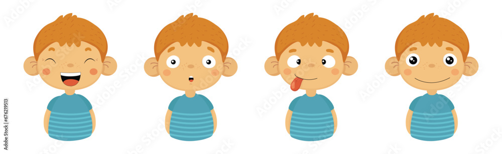 Funny Boy Character Show Face Emotion and Expression Vector Set Funny Boy Character Show Face Emotion and Expression Vector Set