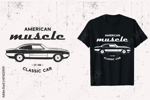 American muscle classic car t-shirt design. car t shirt graphic. old style vintage cars tshirt graphic.