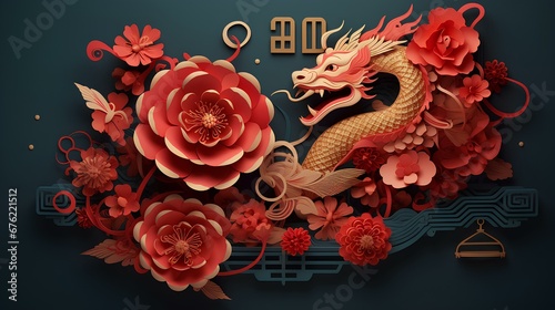 chinese dragon statue for chinese new year ai generated