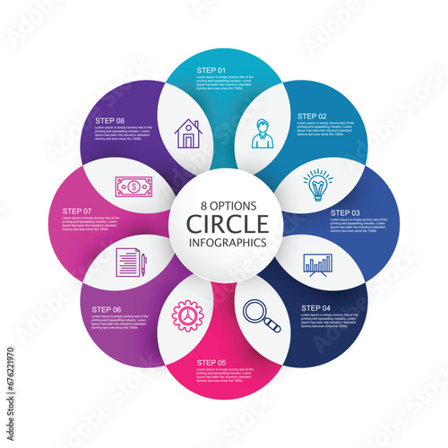 Circle infographics elements design. Abstract business workflow