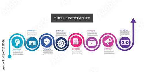 Infographic design elements for your business data with 8 options, parts, steps, timelines or processes photo