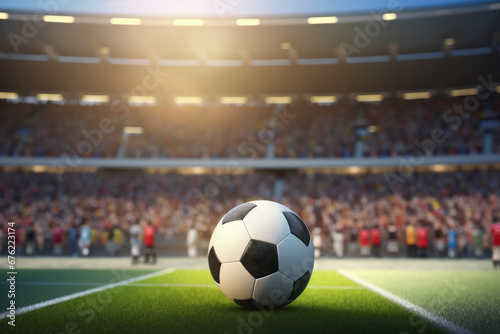Soccer ball on the field of stadium © PRASANNAPIX