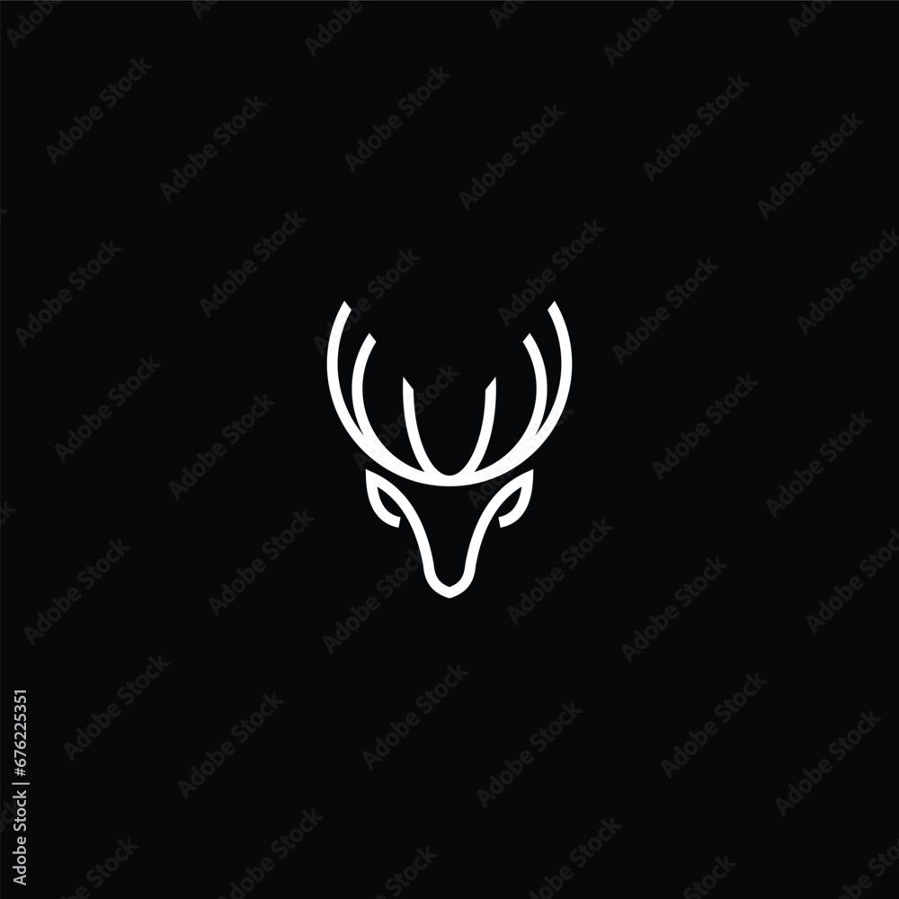 Logo Graphic black silhouettes of wild deers – face and horns
