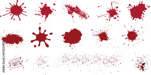 Blood Splatter Vector Illustration, Perfect for Halloween, crime scene designs. blood splatter Ideal for horror, gore, violence, murder, mystery, bloodstain, droplets, splashes, drips, stains pattern