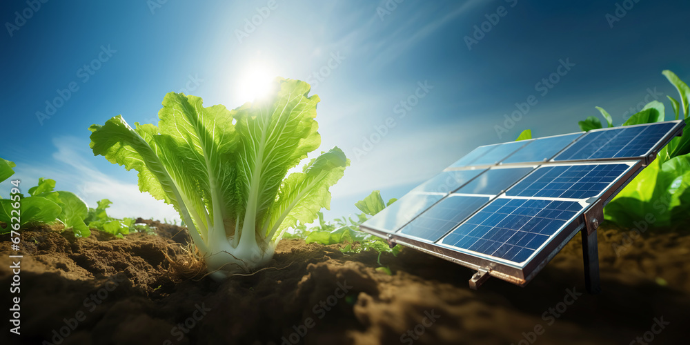 Smart farm agricultural plot with solar panel.clean energy and ecology ...