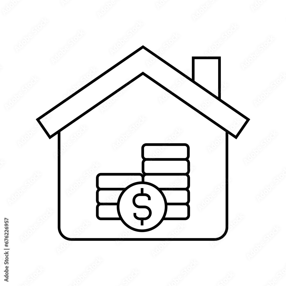 house with stack of money icon vector house with stack of money icon vector