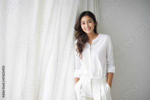 Young indian woman in white shirt and pant
