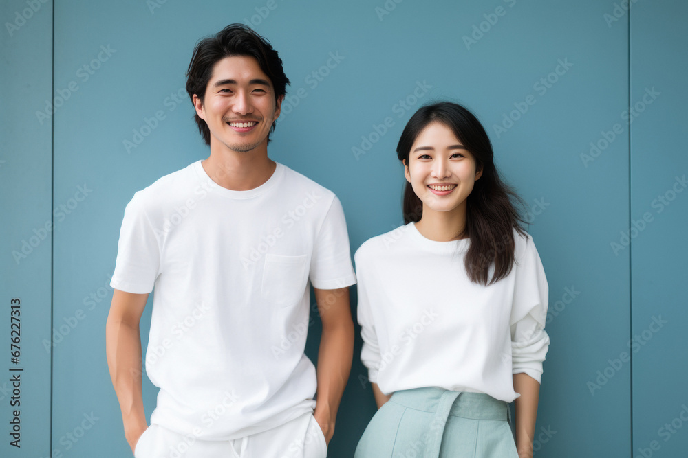 Japanese man and woman standing together Japanese man and woman standing together