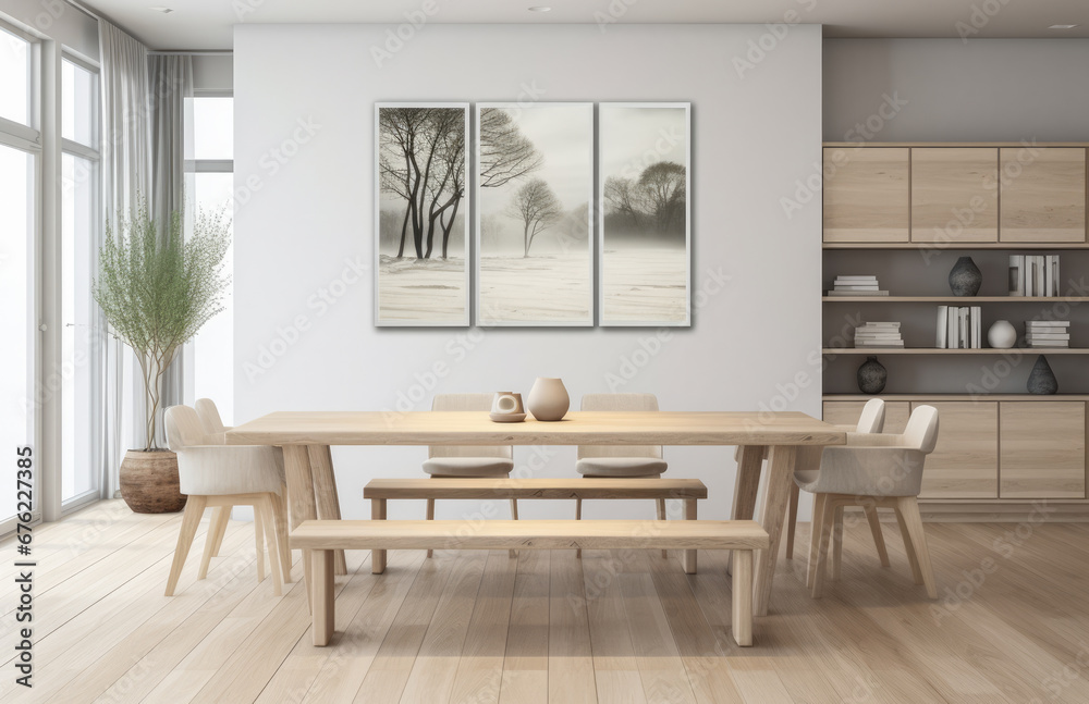 Fototapeta premium Luxurious living room area composition with minimalistic decoration