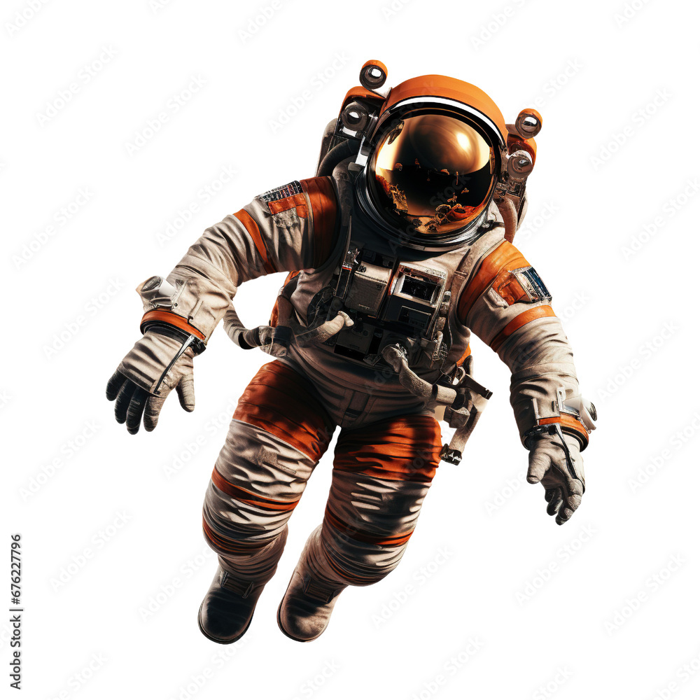 Space exploration concept. Astronaut in suit. On white background
