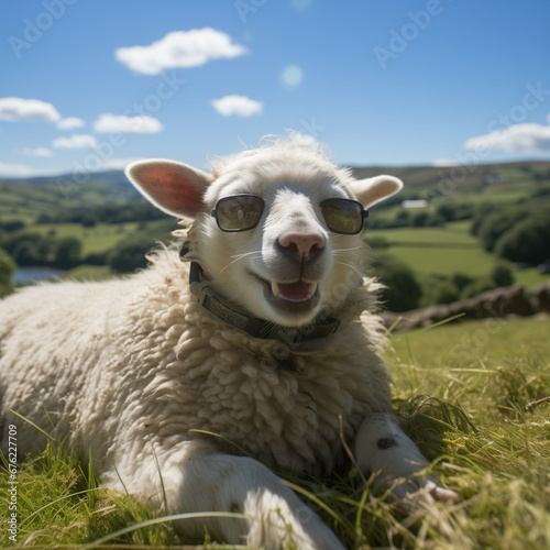 A sheep enjoying the sun.