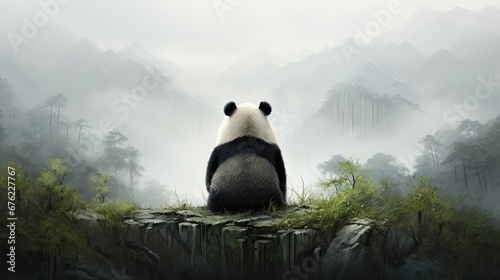 illustration of an adult panda bear