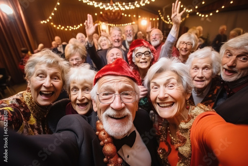 group of elderly people celebrating party photo