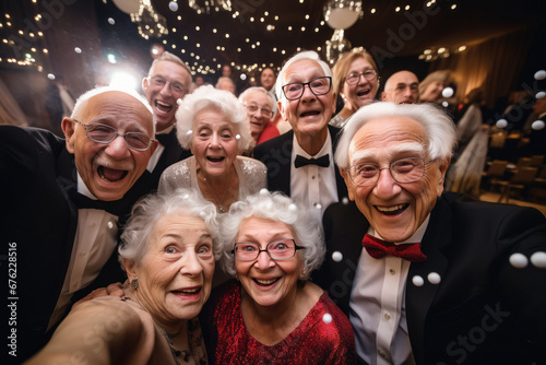 group of elderly people celebrating party