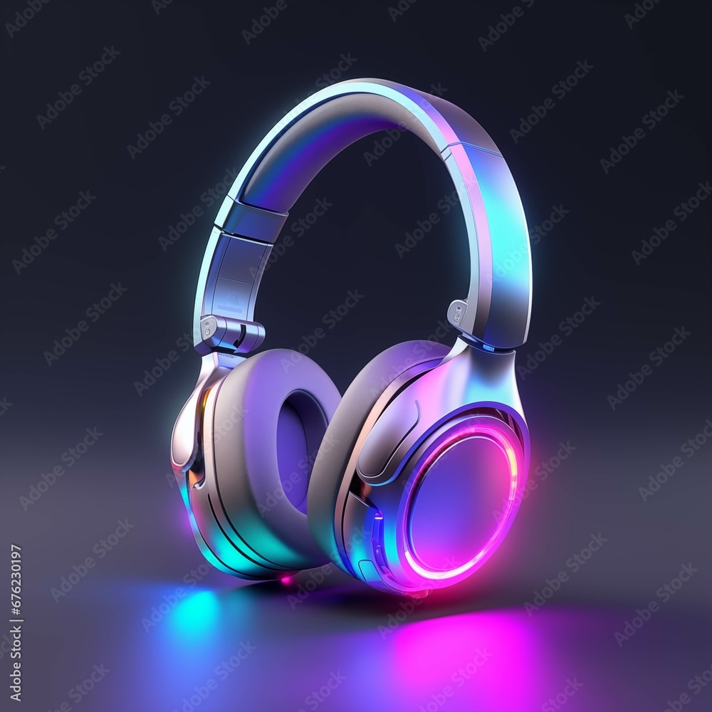 Music headphones icon in pink and blue. Graphic square background. Music headphones icon in pink and blue. Graphic square background.