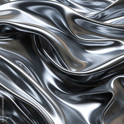Abstract background of smooth holographic shiny textiles, material with folds, silver foil.