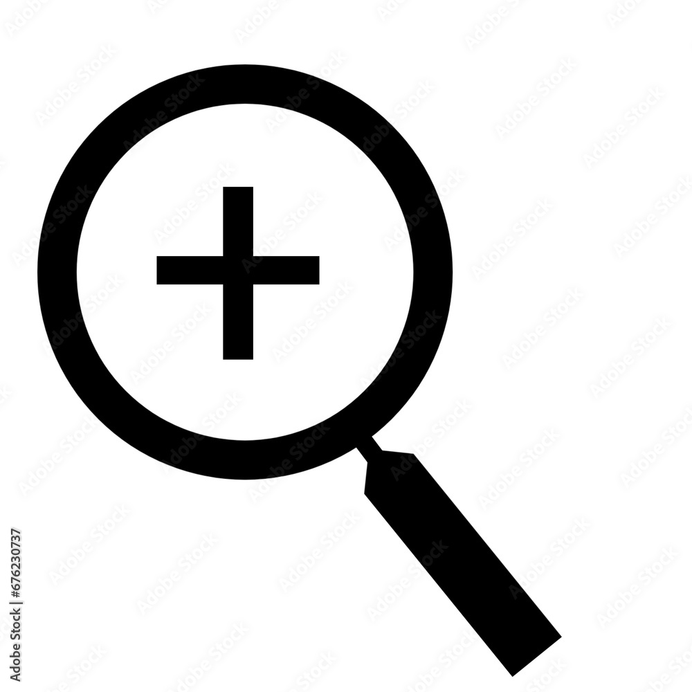 Magnifying glass with plus symbol  - obrazy, fototapety, plakaty 