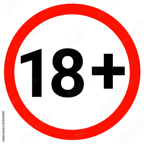 Eighteen plus sign , age limit sign 