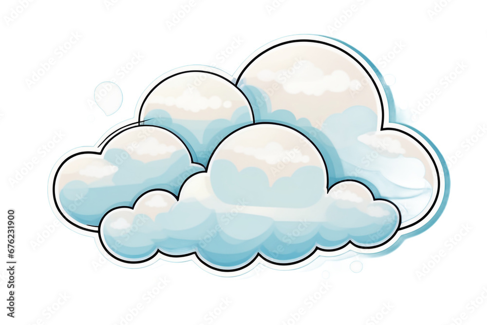 puffy cloud sticker. Generative AI puffy cloud sticker. Generative AI