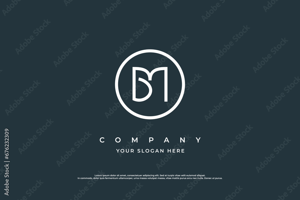 Minimal Letter BM Logo Design Vector