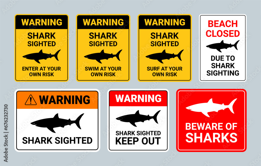 Shark warning sign collection